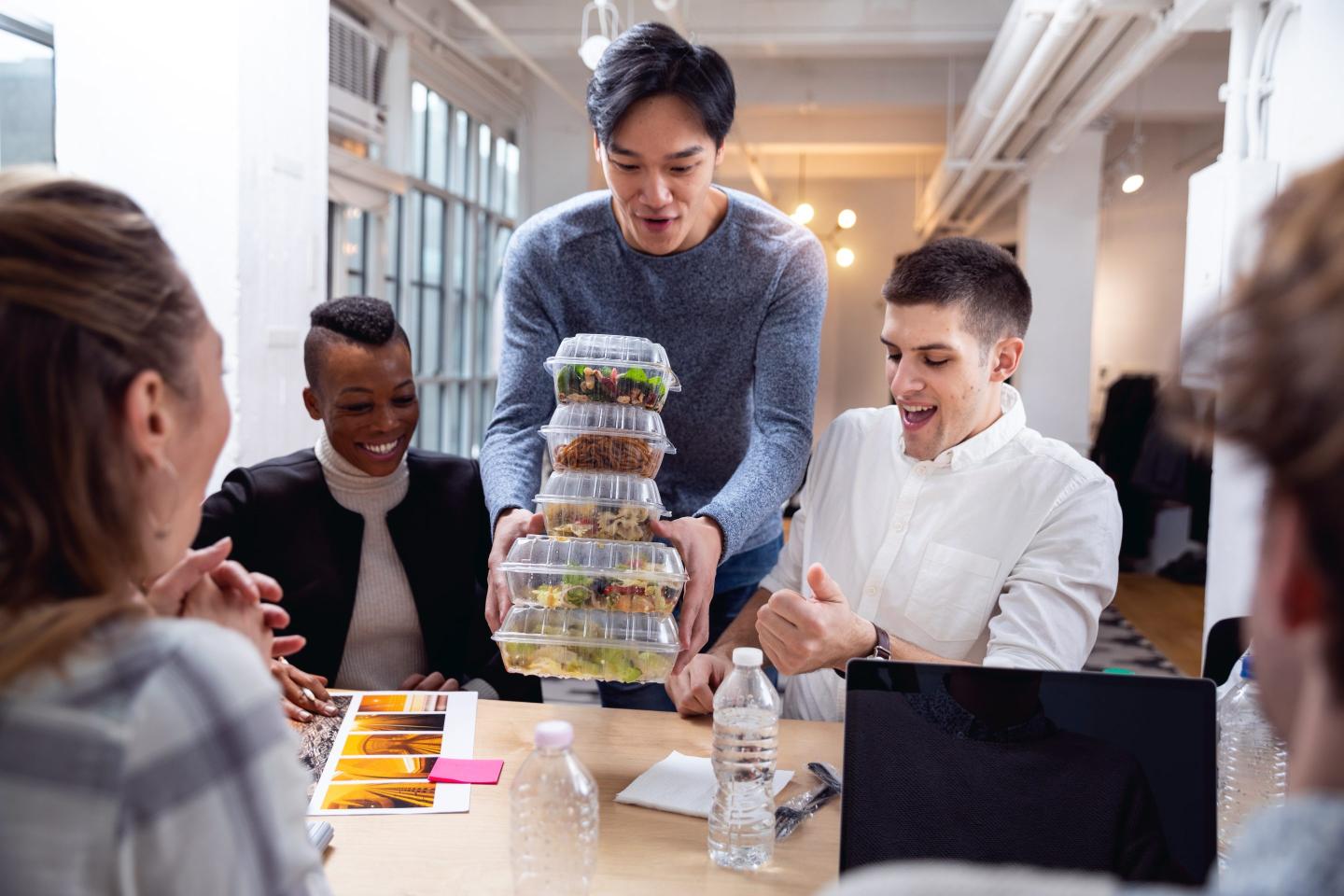 A work lunch could be a one-off transaction—or split into four easy payments. 