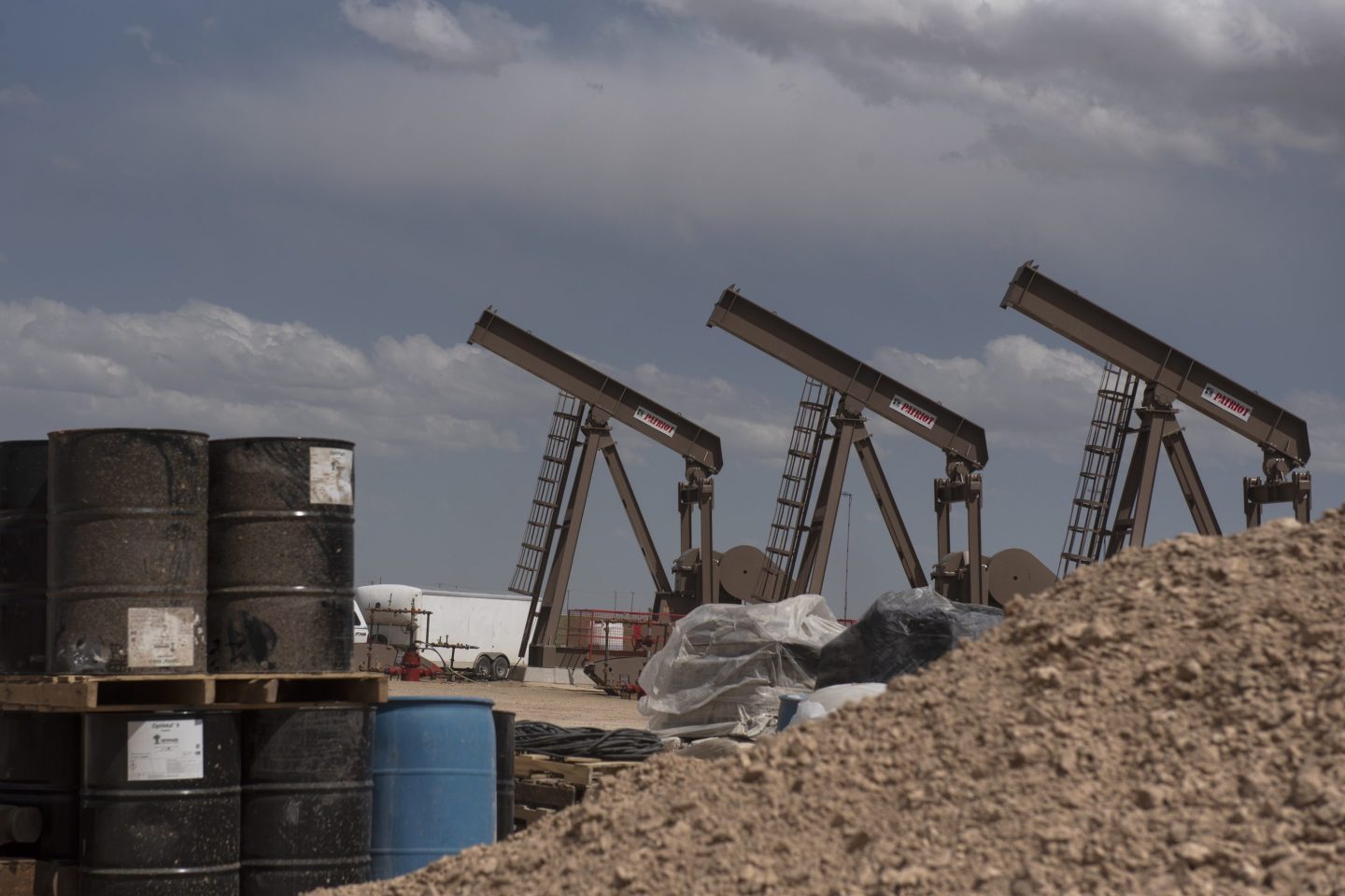 Pumpjacks are pictured at Diamondback Energy's operations in the Permian Basin.
