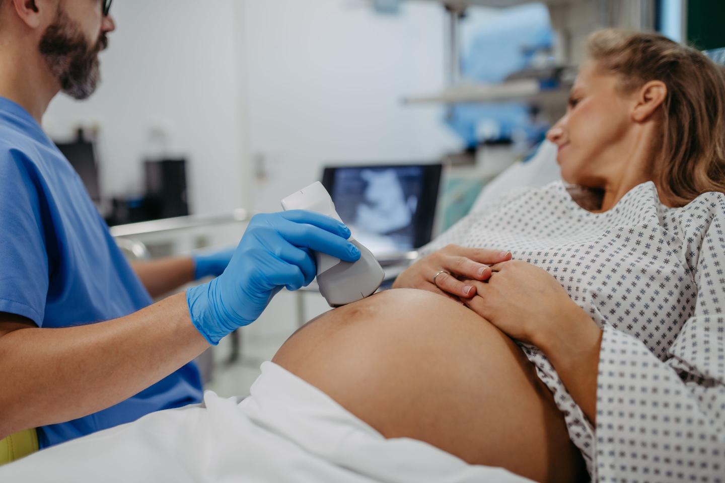 Pregnant woman getting a sonogram