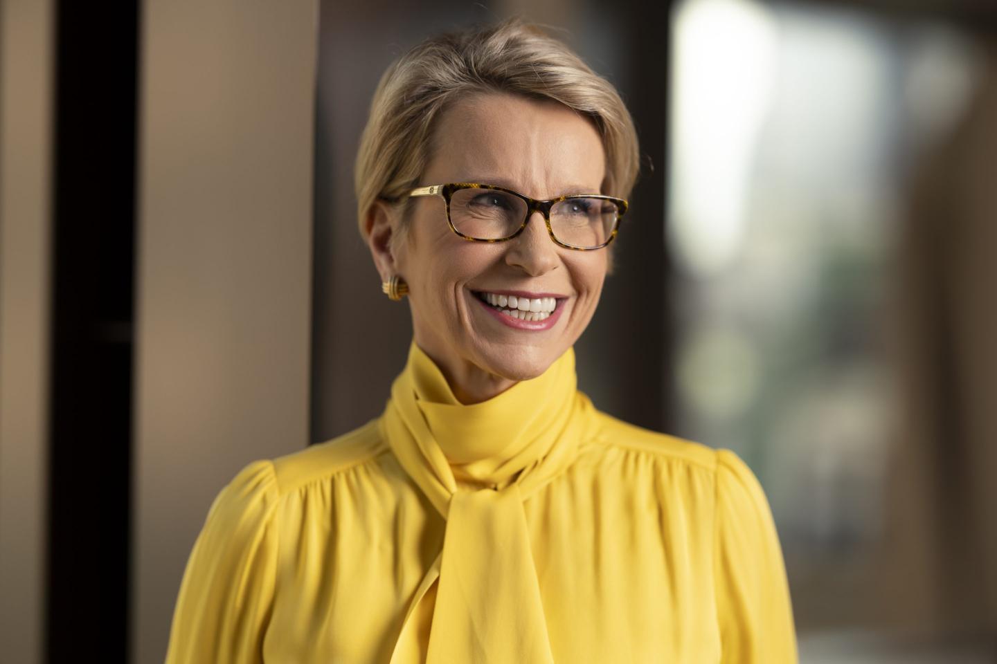 Emma Walmsley, chief executive officer of GSK Plc, following a Bloomberg Television interview in London, UK, on Tuesday, July 16, 2024. The threat of superbugs is not sufficiently understood, Walmsley said.