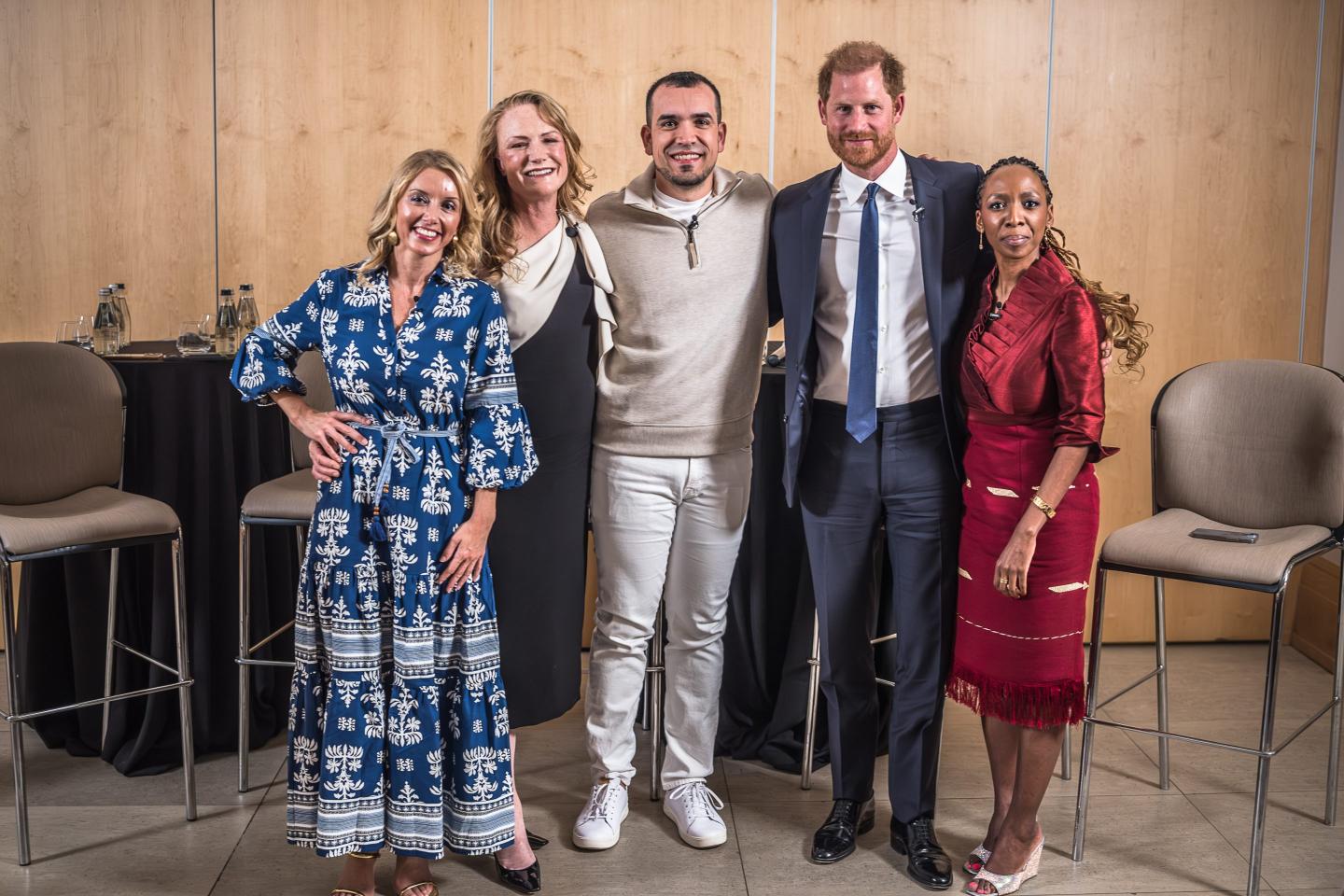 The leaders of the Sentebale charity, including Prince Harry, pose for a photo