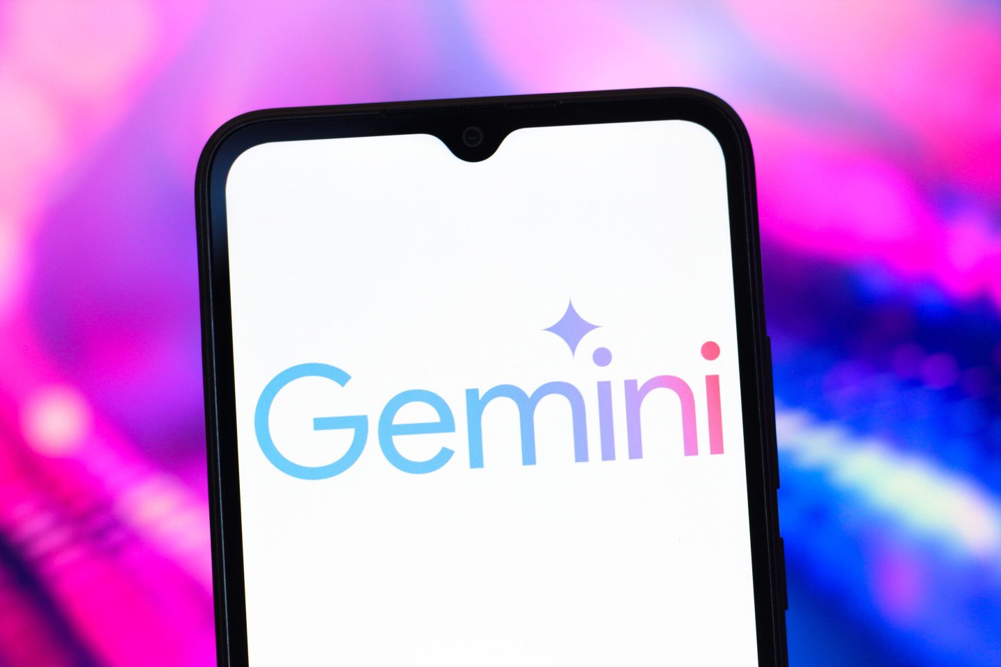 Image of a mobile phone screen displaying the Google Gemini AI logo.