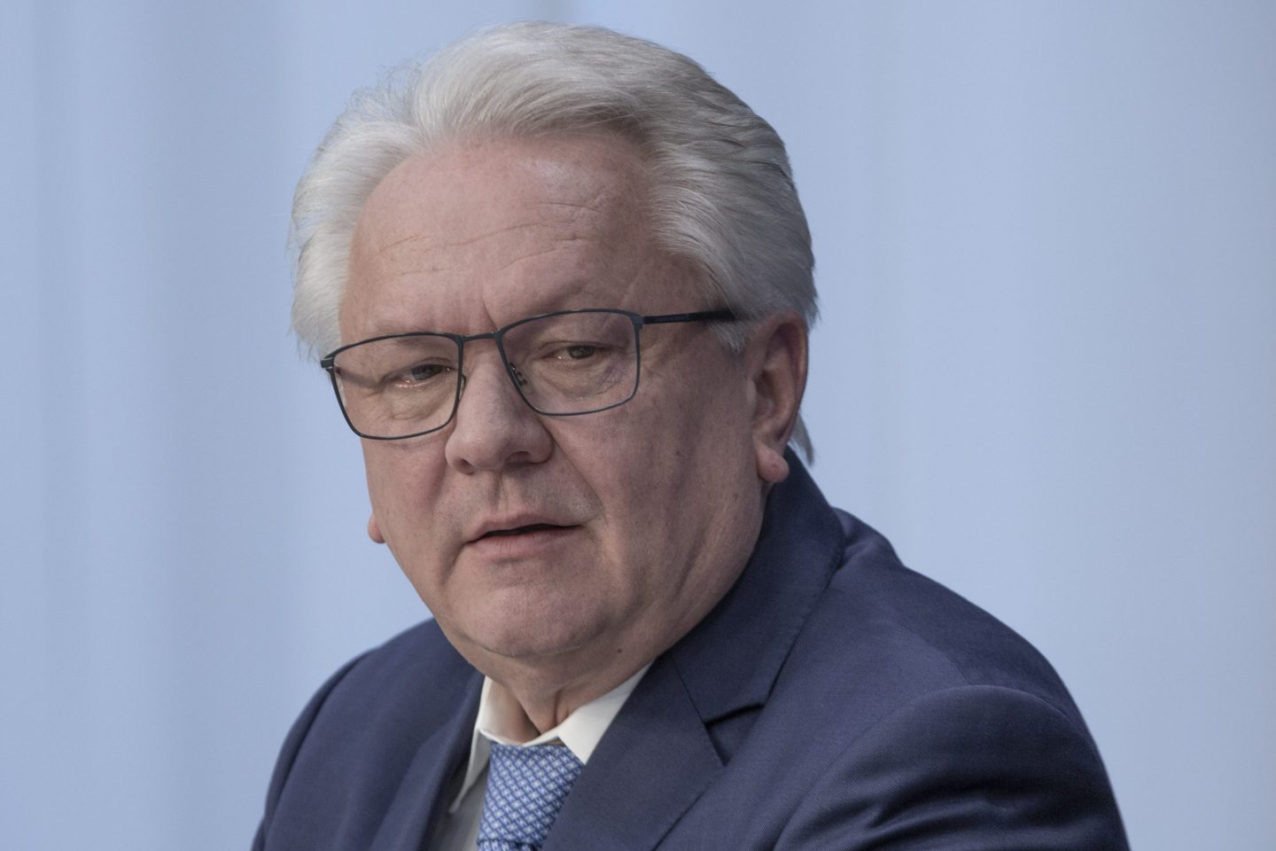 Armin Papperger, Chairman of the Executive Board (CEO) of Rheinmetall AG, during the annual press conference on March 12, 2025 in Duesseldorf, Germany.