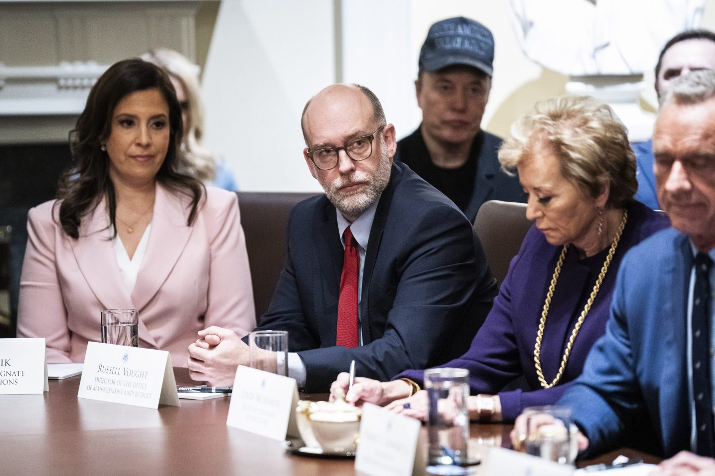 Director of the Office of Management and Budget Russell Vought listens at the first cabinet meeting of President Donald Trump's second term at the White House on February 26, 2025 in Washington, D.C. (Photo: Jabin Botsford/The Washington Post/Getty Images)