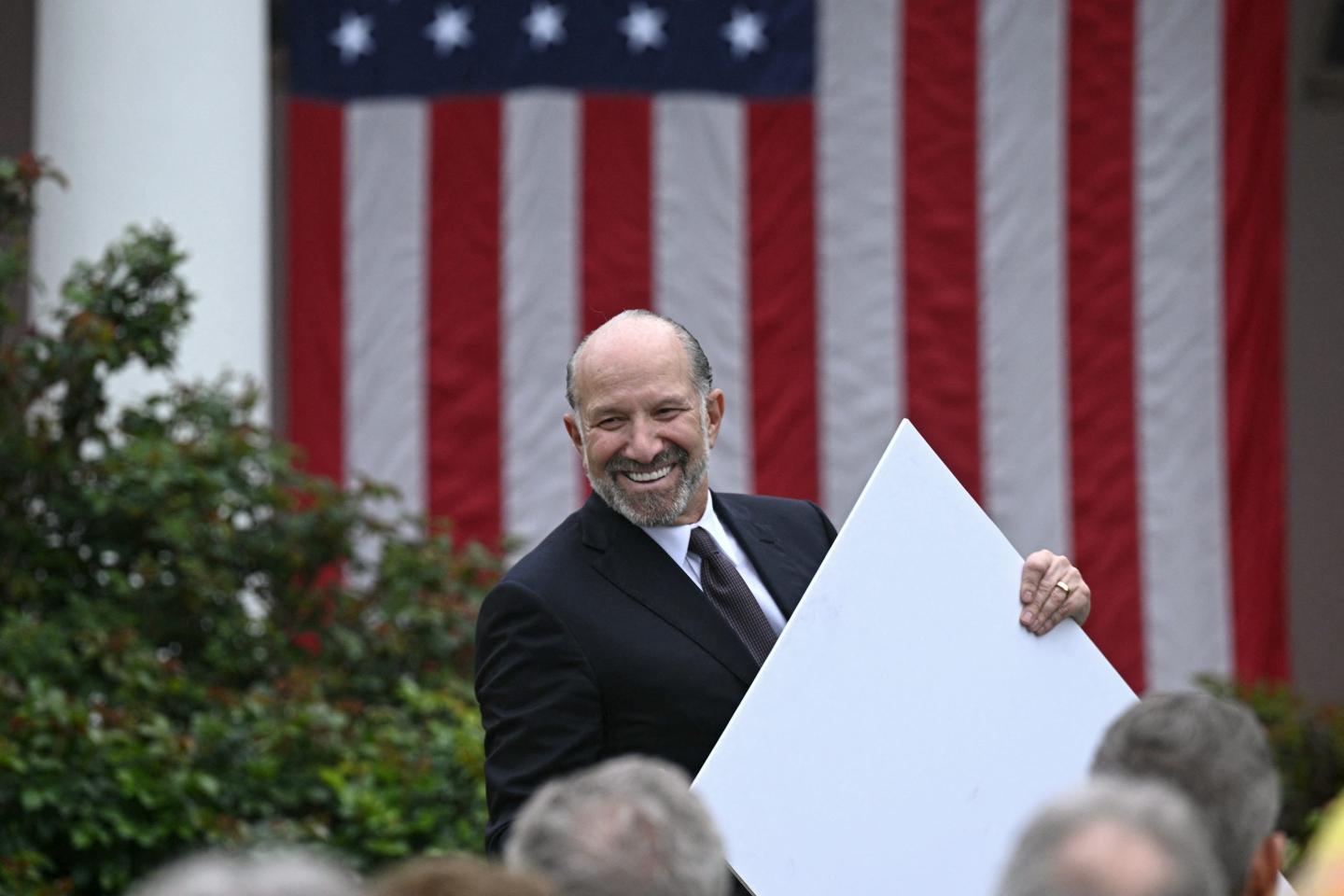 Commerce Secretary Howard Lutnick at President Donald Trump's Rose Garden Address