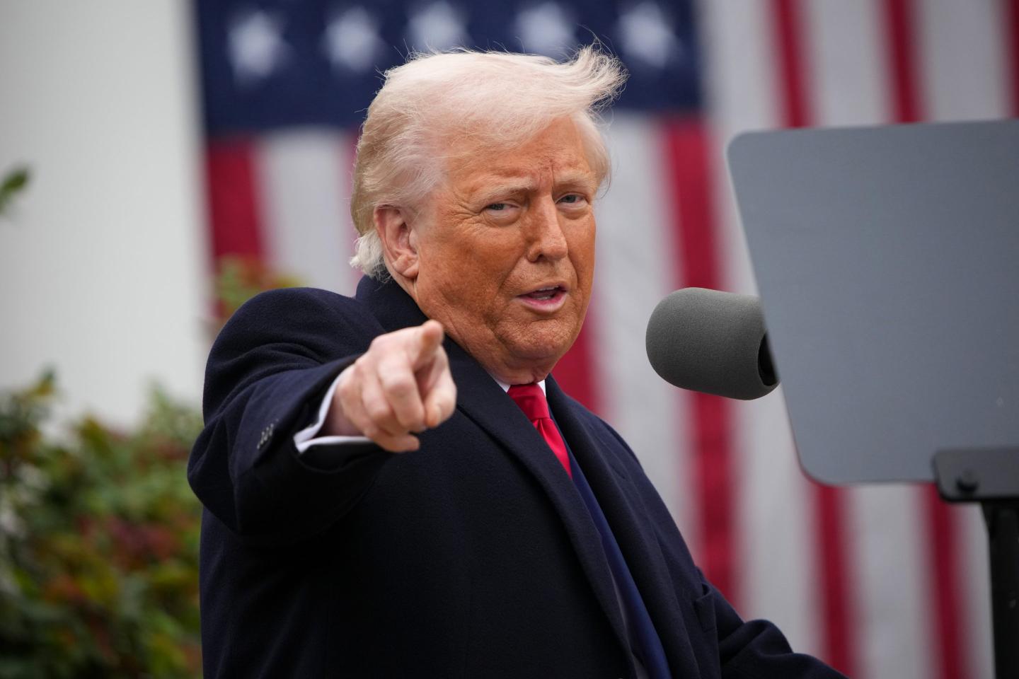 U.S. President Donald Trump gestures while speaking during a “Make America Wealthy Again” trade announcement event in the Rose Garden at the White House on April 2, 2025 in Washington, DC. Touting the event as “Liberation Day”.