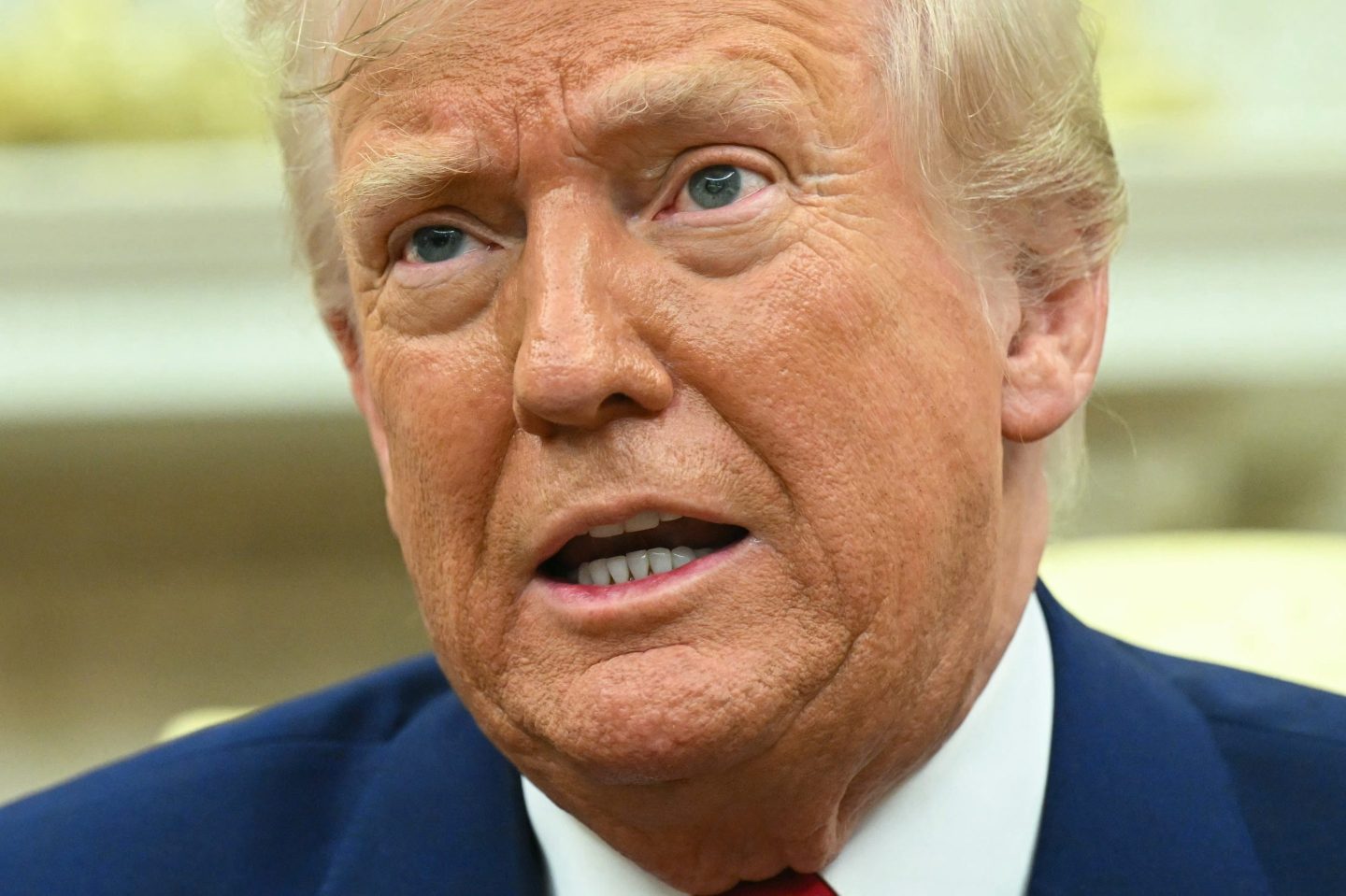 A close-up of Trump's face