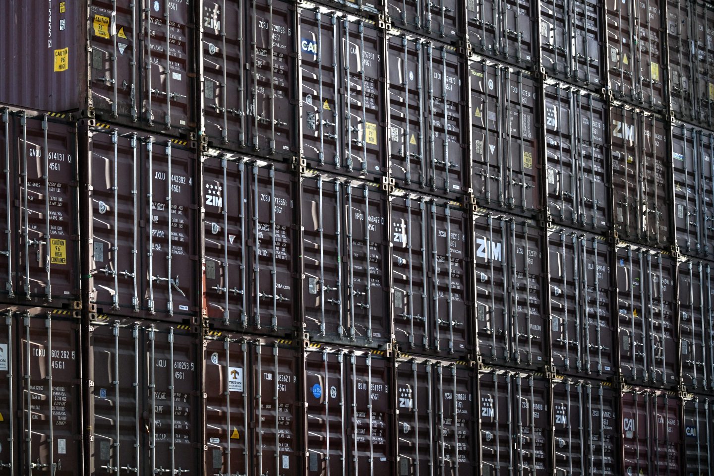 Shipping containers near the Port of Houston, on April 8, 2025. (Photo: Ronaldo Schemidt/AFP/Getty Images)