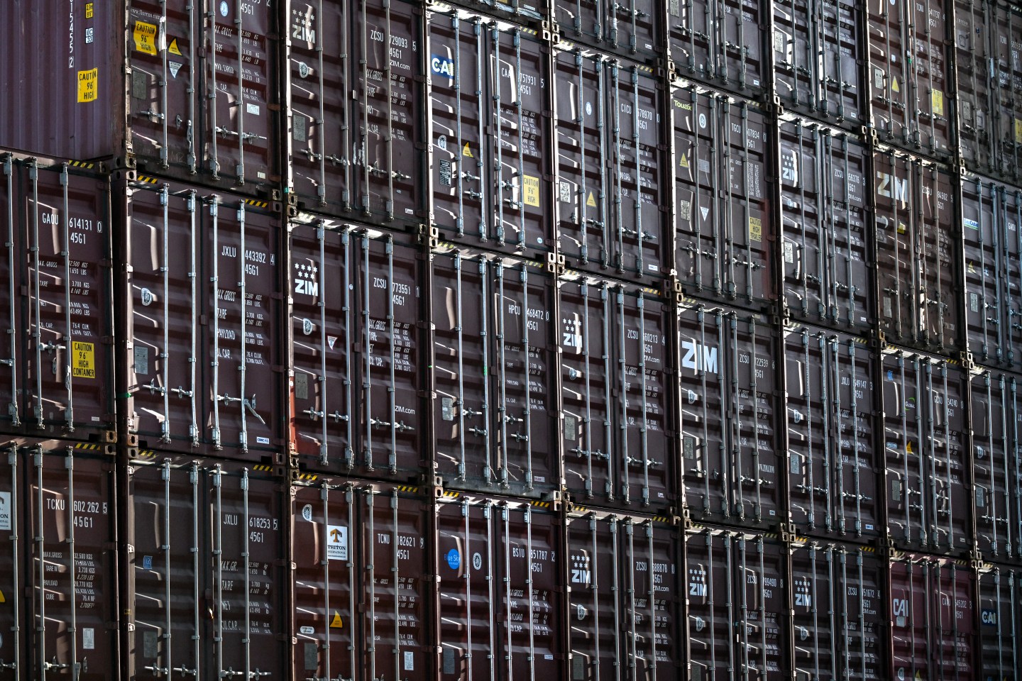 Shipping containers near the Port of Houston, on April 8, 2025. (Photo: Ronaldo Schemidt/AFP/Getty Images)