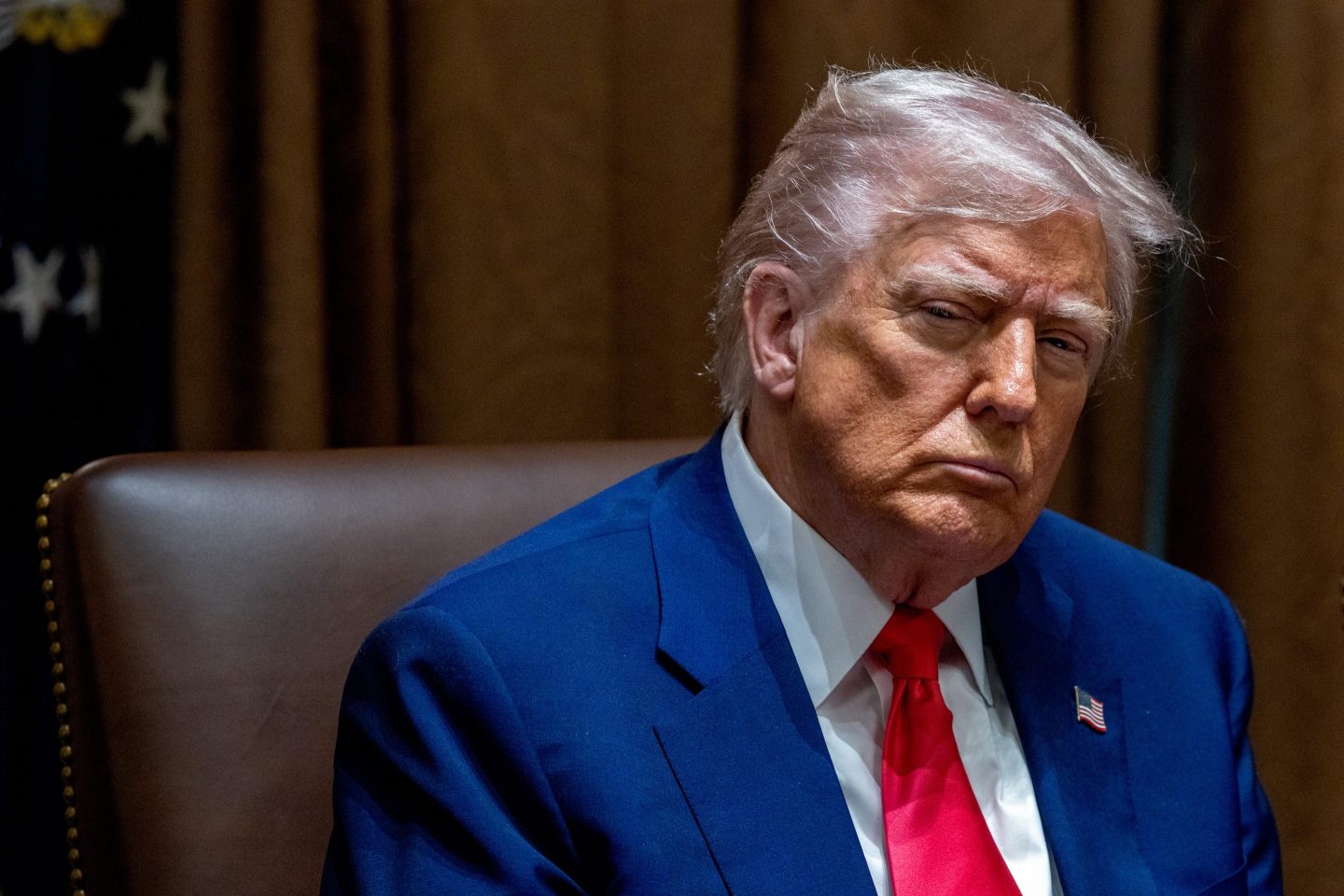 US President Donald Trump during a cabinet meeting at the White House in Washington, DC, US, on Thursday, April 10, 2025.