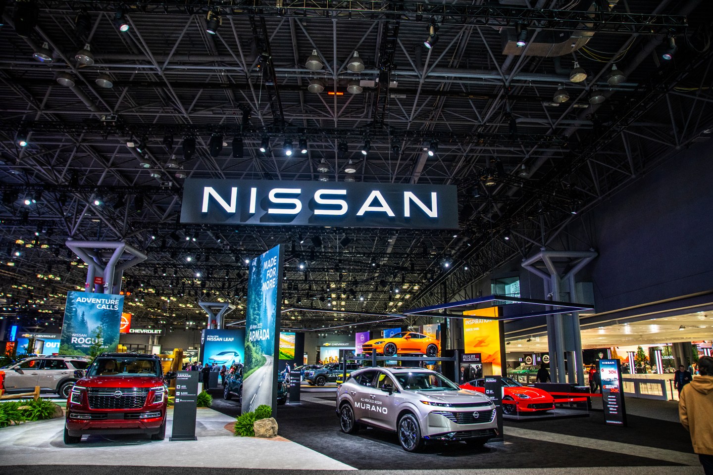 Nissan cars on display during the 125th New York International Auto Show on April 16, 2025 in New York City