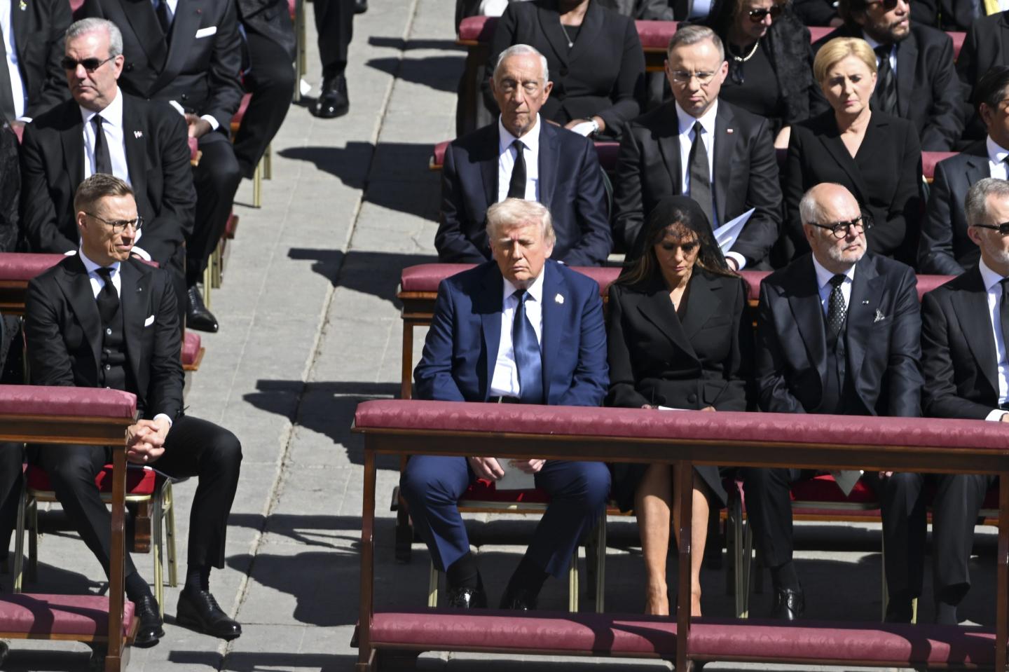 Donald Trump sits in the front row at Pope Francis’s funeral