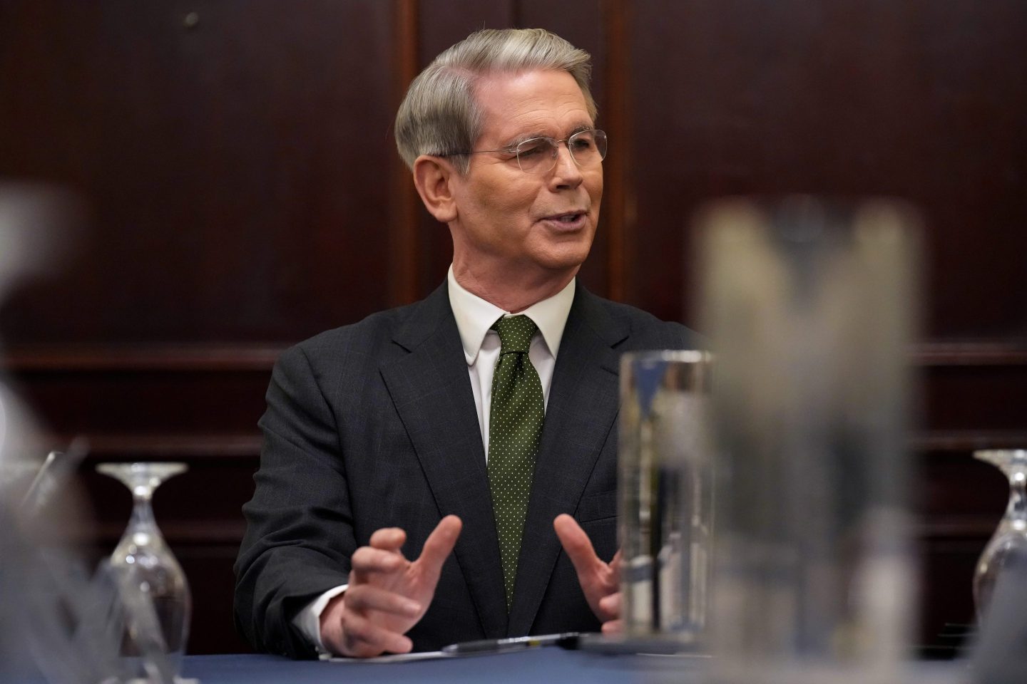 U.S. Treasury Secretary Scott Bessent speaks during a meeting at the International Finance Institute Global Outlook Forum at the Willard InterContinental Washington on April 23, 2025 in Washington DC. 