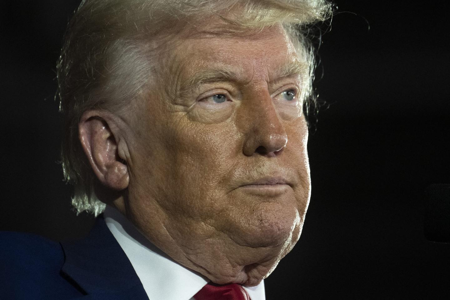 A close-up of Donald Trump's face