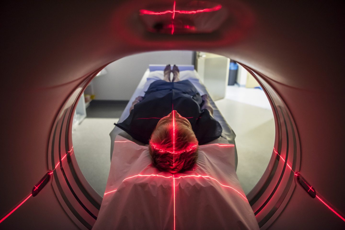 Person undergoing CT scan