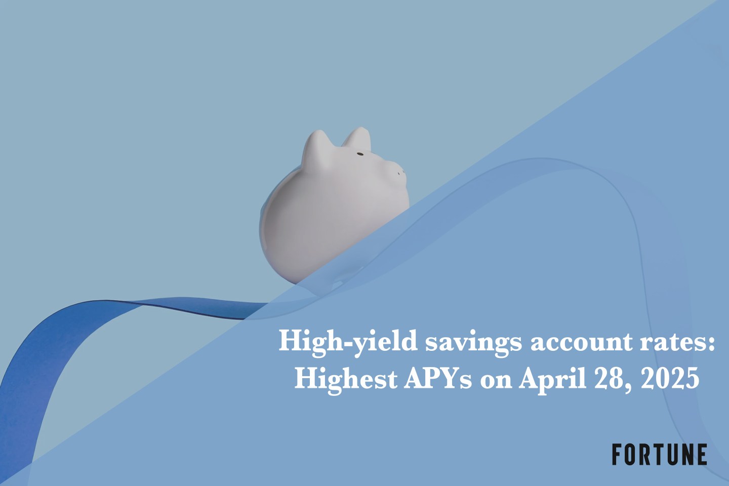 A piggy bank on a blue ribbon.