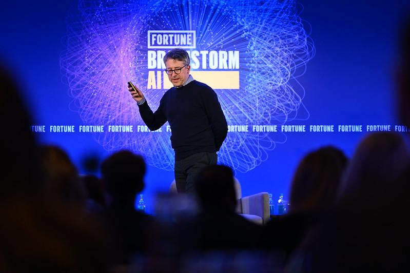 Benedict Evans on stage at Brainstorm AI, London.