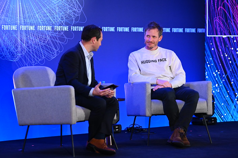 Cofounder and Chief Science Officer Hugging Face Thomas Wolf, on stage at Brainstorm AI.