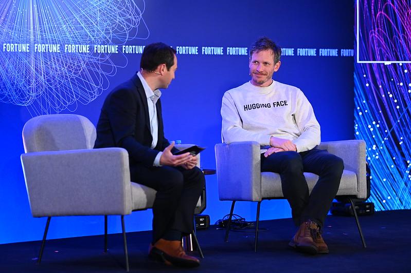 Cofounder and Chief Science Officer Hugging Face Thomas Wolf, on stage at Brainstorm AI.
