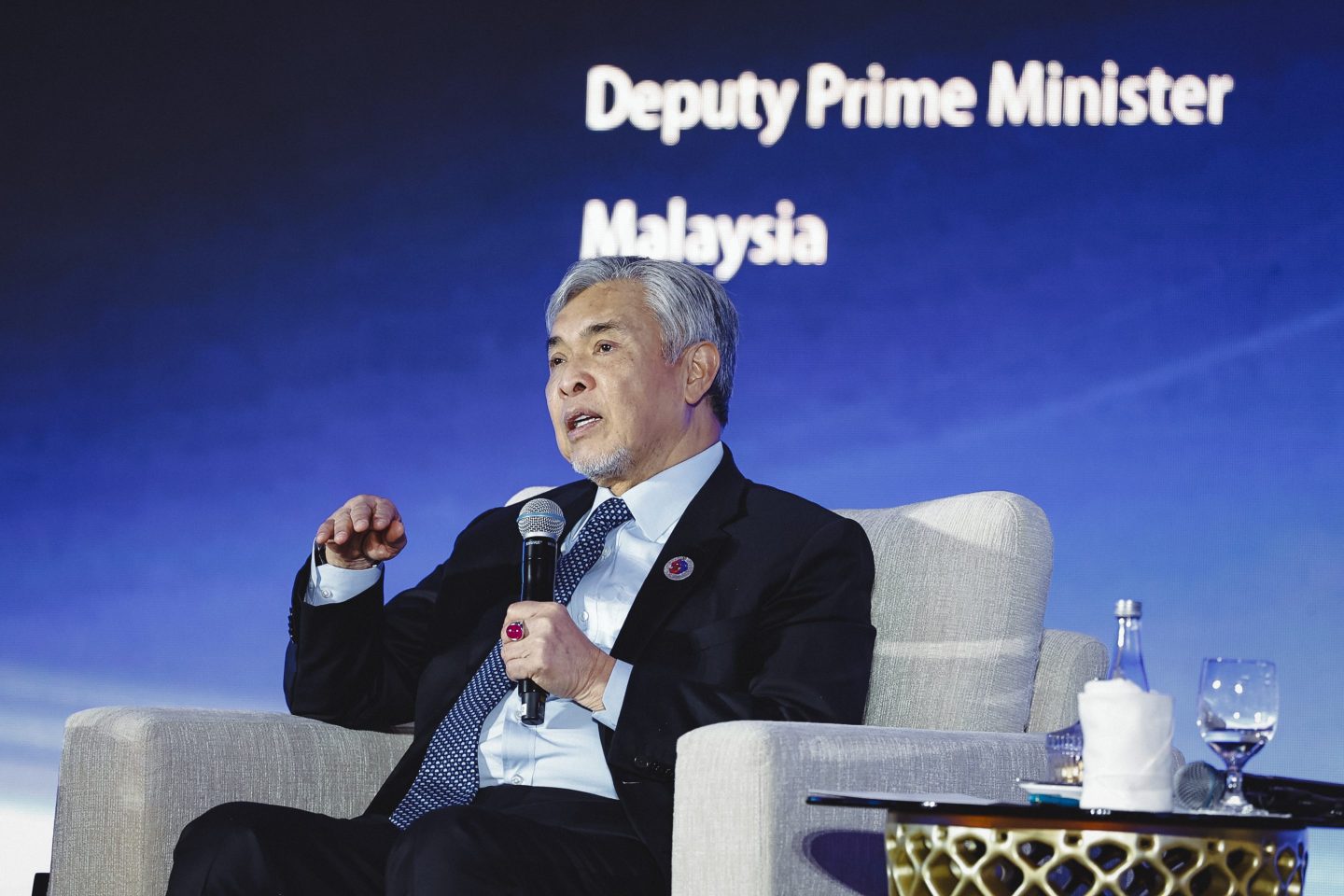 Malaysia's Deputy Prime Minister Ahmad Zahid Hamidi speaking at Fortune's ASEAN-GCC Economic Forum on May 28, 2025 at Kuala Lumpur.
