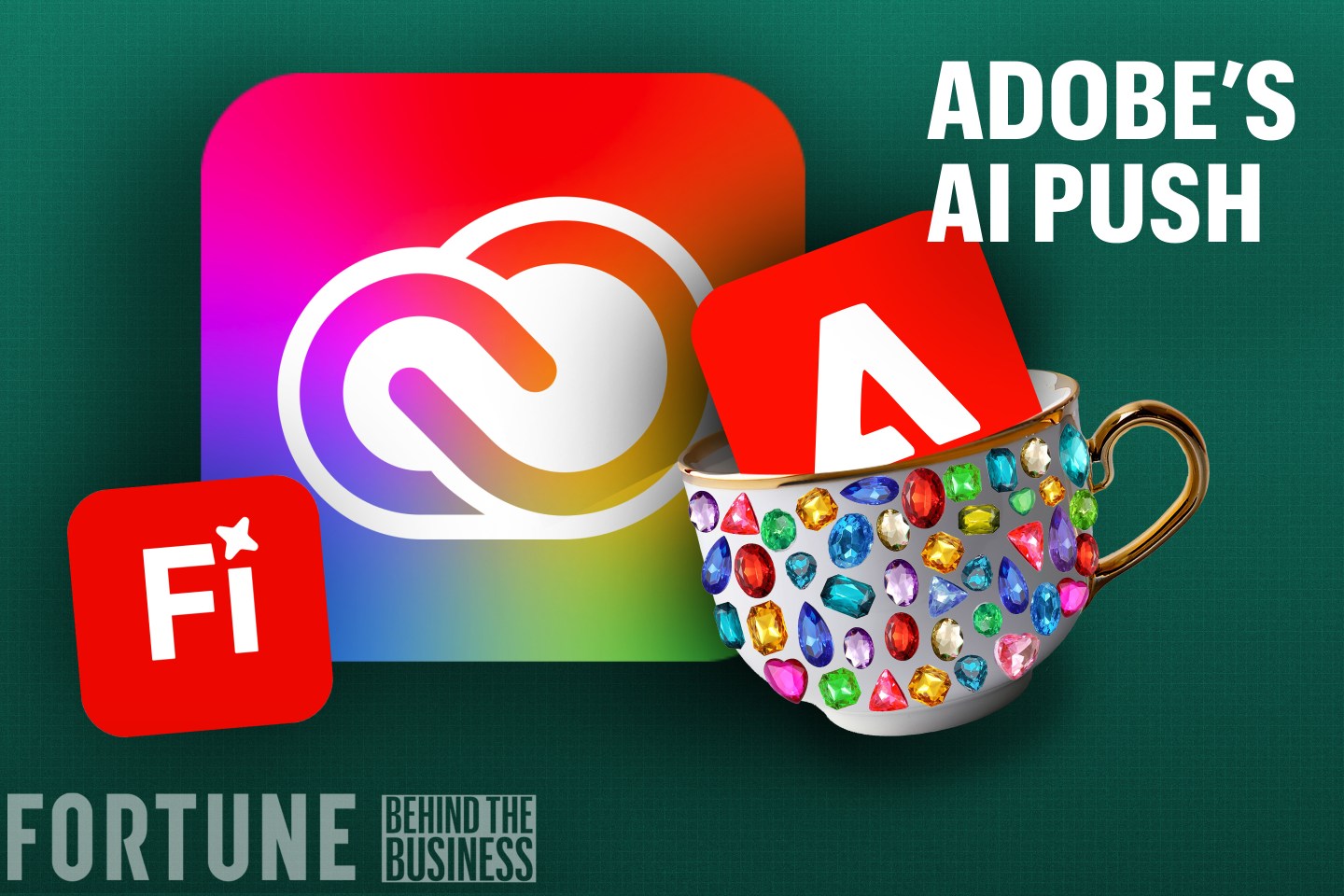 Adobe products graphic reading, "Adobe's AI push."