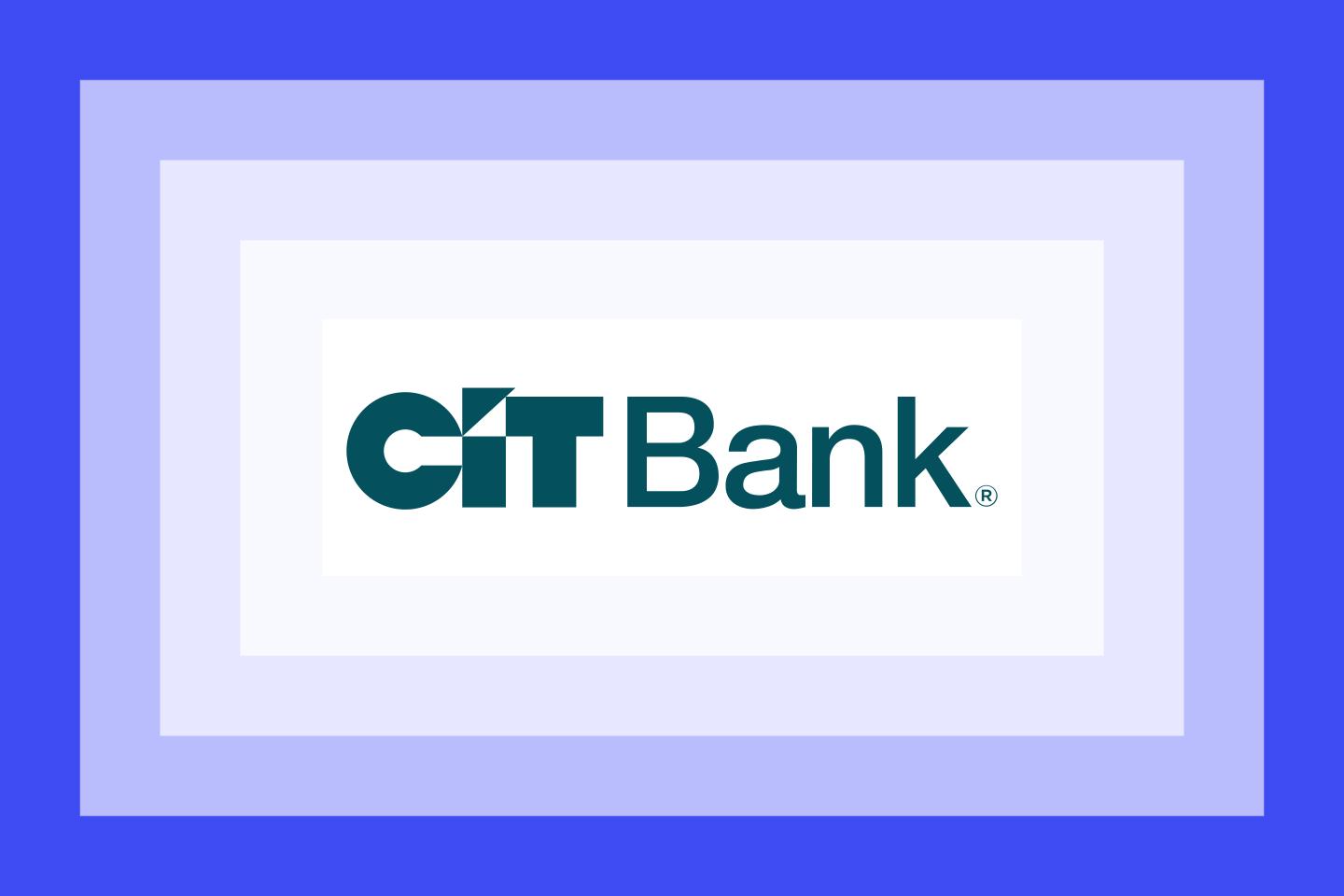 The CIT Bank logo on a blue and purple frame.