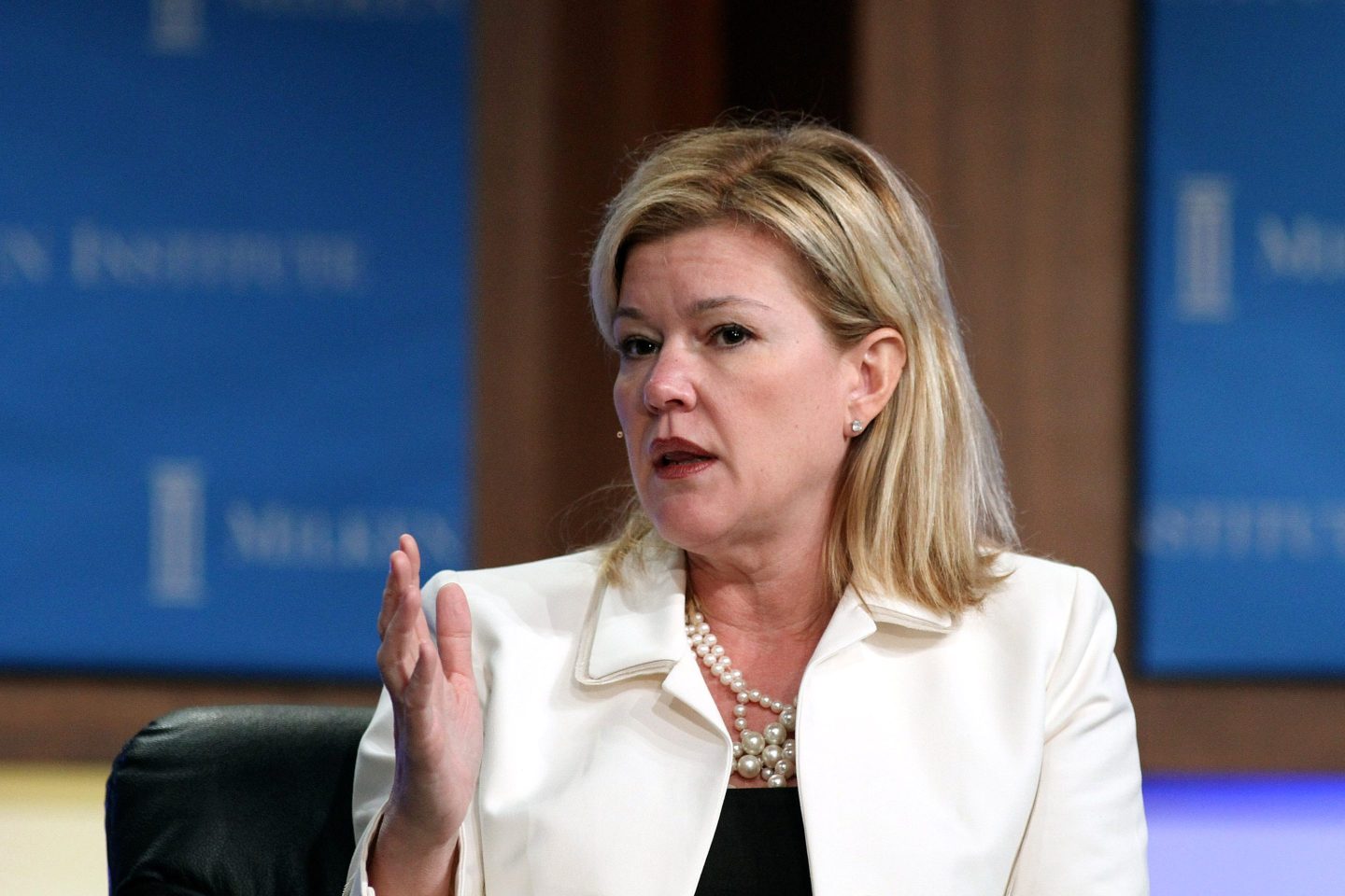 Meredith Whitney, CEO of Meredith Whitney Advisory Group, at the annual Milken Institute Global Conference in 2011.