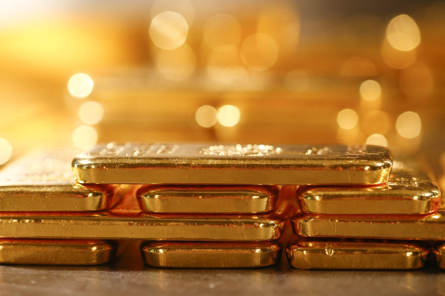 A stack of gold bars.