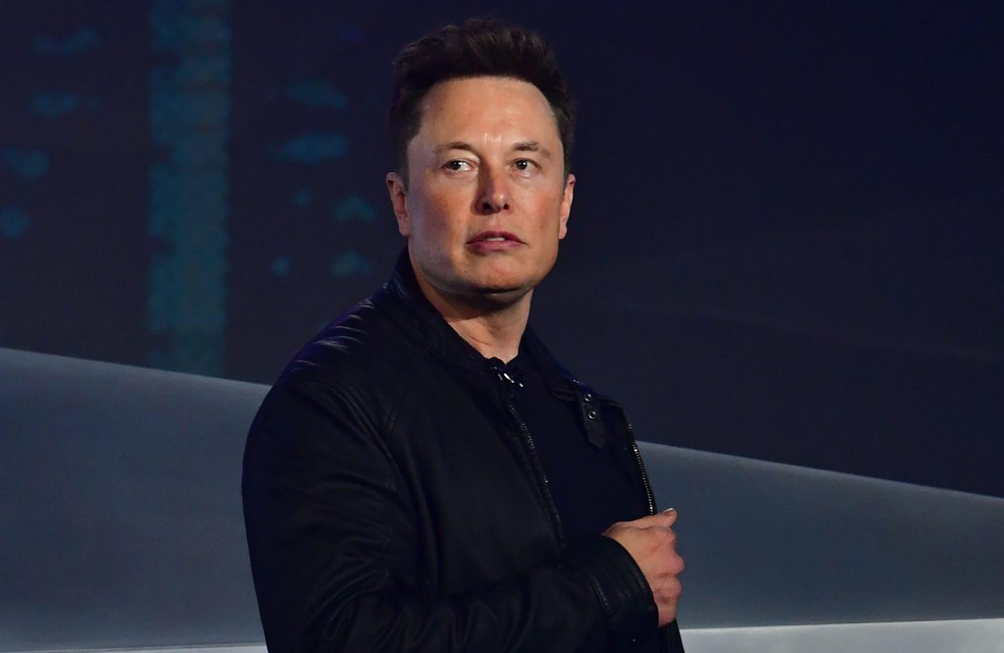 Tesla co-founder and CEO Elon Musk introduces the newly unveiled all-electric battery-powered Tesla Cybertruck.