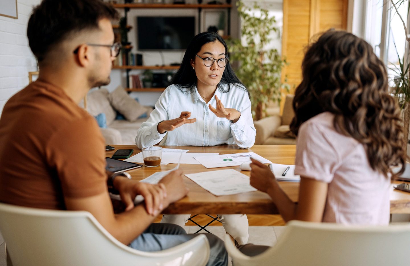 Young couple with financial advisor.