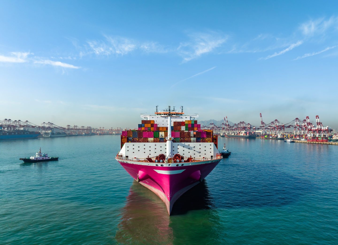 Photo of a cargo ship in China.