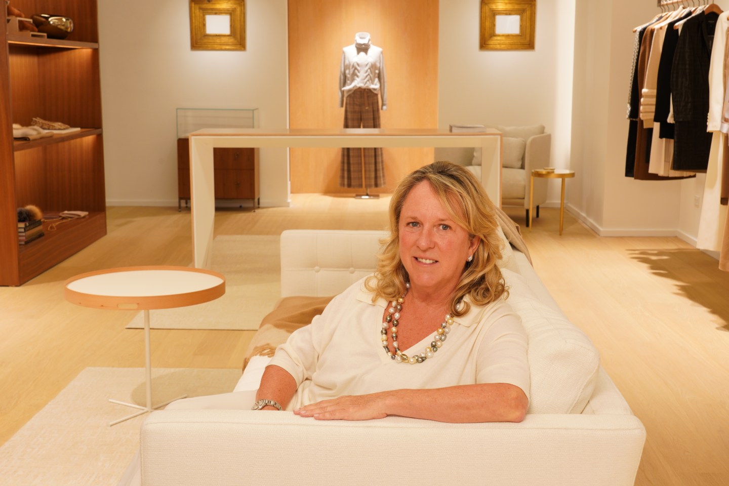 Lafayette 148 cofounder and CEO Deirdre Quinn at a store opening in 2019. She says the brand is now at risk of folding because of China tariffs.