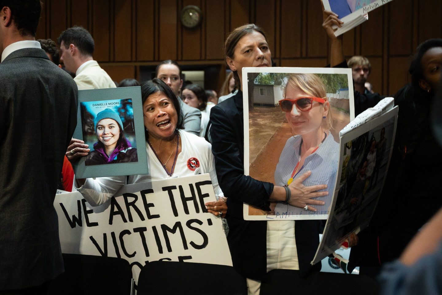 Families of the victims of Ethiopian Airlines flight 302, a Boeing 737 Max 8 that crashed in 2019, attended a Capitol Hill hearing in 2024. 