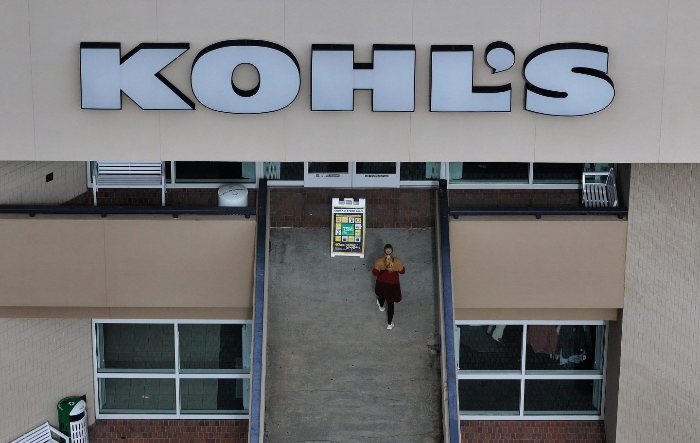 a customer walks in front of a Kohl's store
