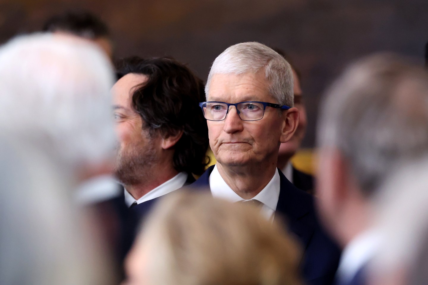 Apple CEO Tim Cook during the 60th presidential inauguration in Washington, D.C. on Jan. 20, 2025. (Photo: Kevin Lamarque/Reuters/Bloomberg/Getty Images)