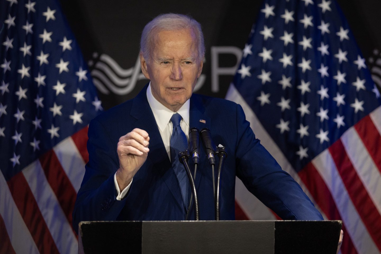 Former U.S. President Joe Biden at a conference hosted by the Advocates, Counselors, and Representatives for the Disabled on April 15 in Chicago.