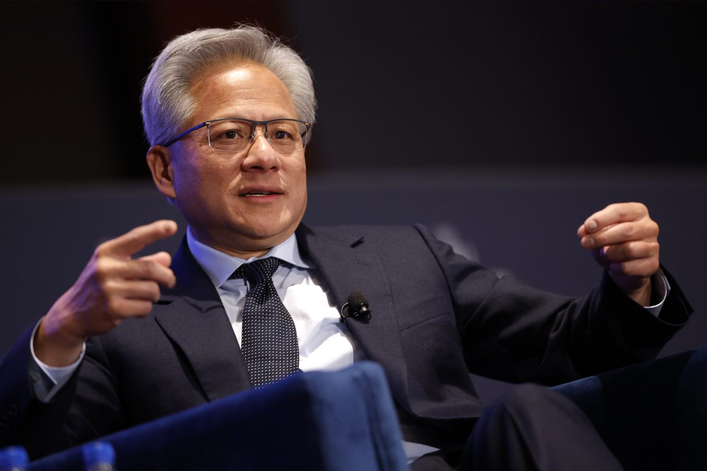 Nvidia's CEO Jensen Huang speaks on AI at the return of American manufacturing at the Hill and Valley Forum at the U.S. Capitol on April 30, 2025 in Washington, D.C.