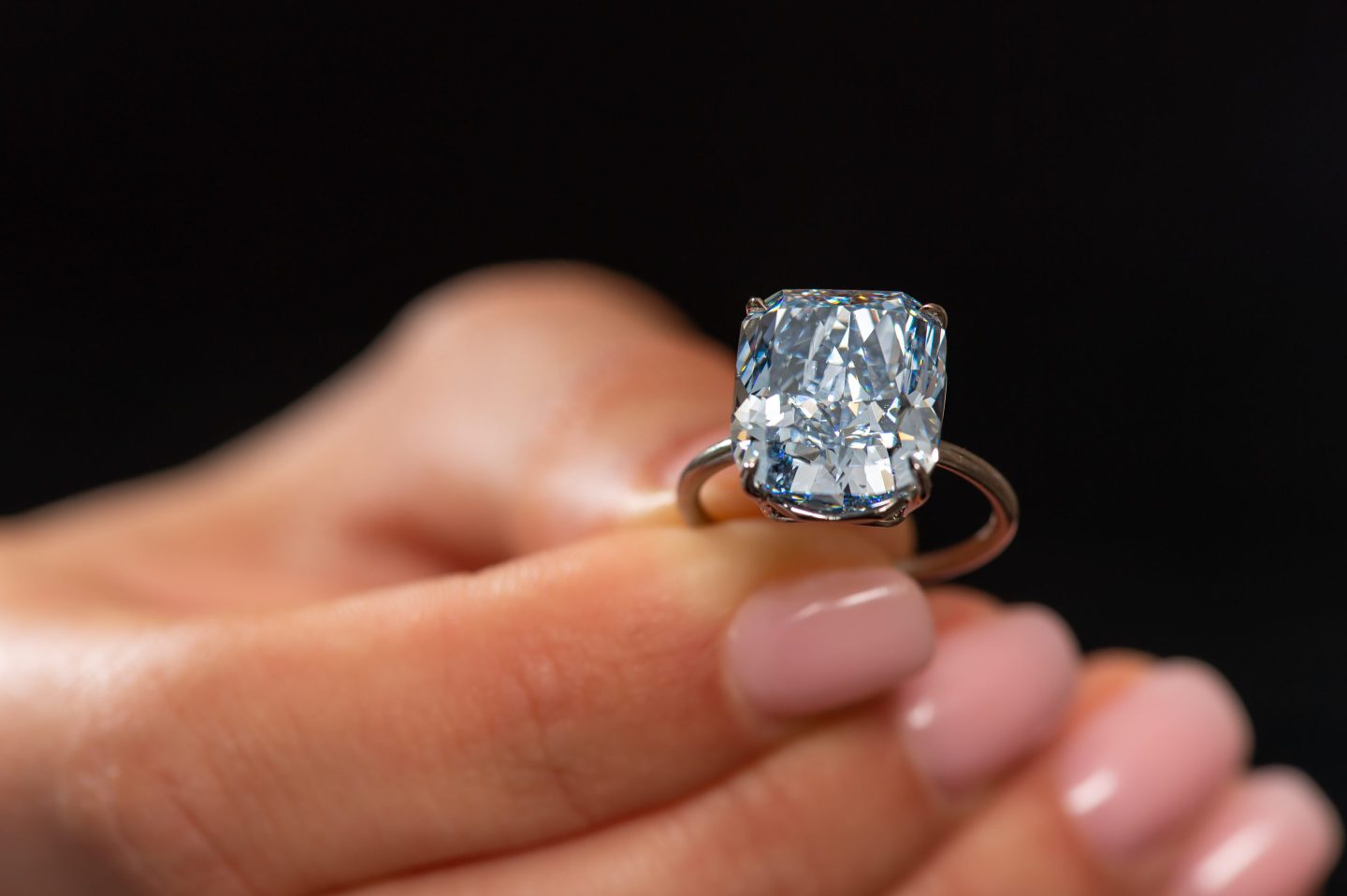 The Mediterranean Blue diamond was sold for slightly above its $20 million estimate.