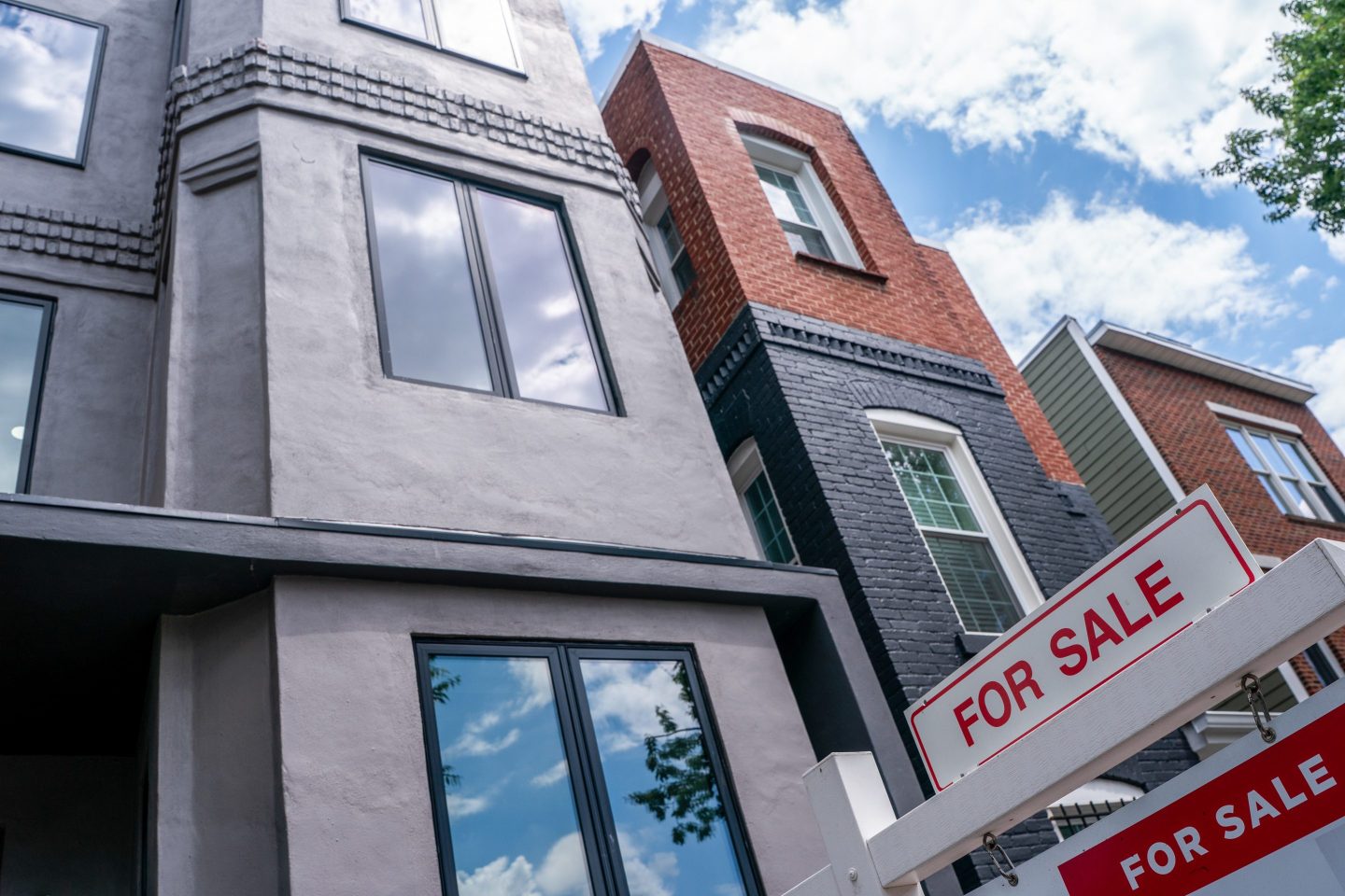 A "For Sale" sign in front of a Washington, D.C., home.