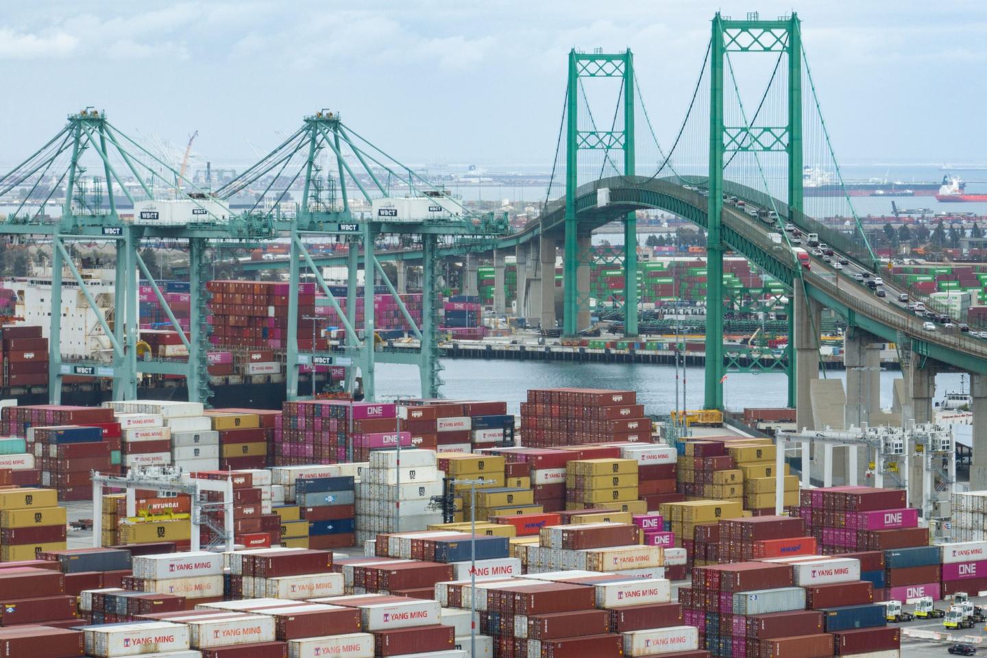 Shipping containers in port of Los Angeles