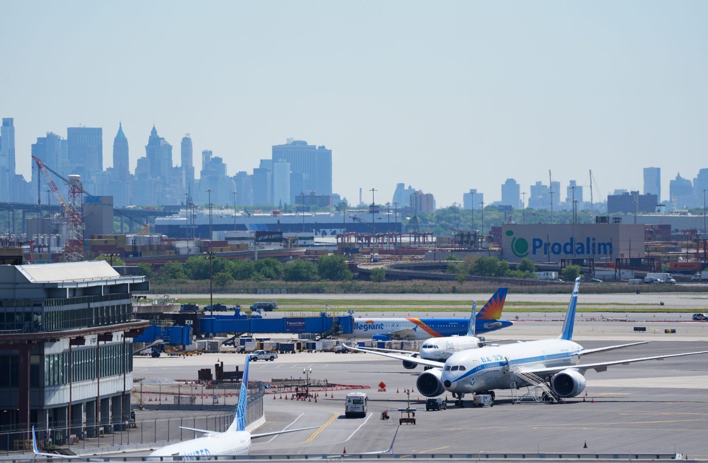 Aircrafts are seen on the tarmac at Newark Liberty International Airport