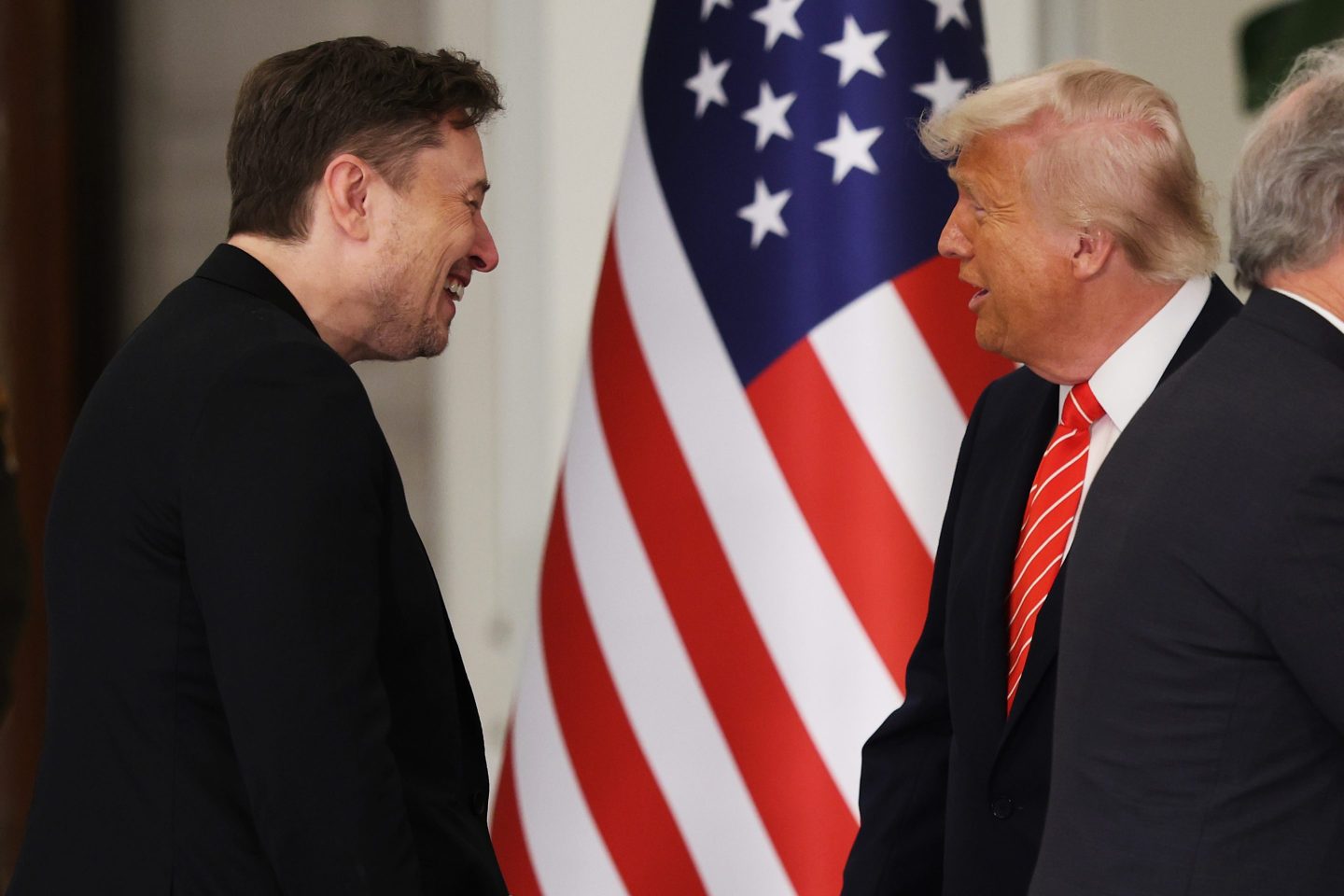 President Donald J. Trump greets Tesla CEO Elon Musk