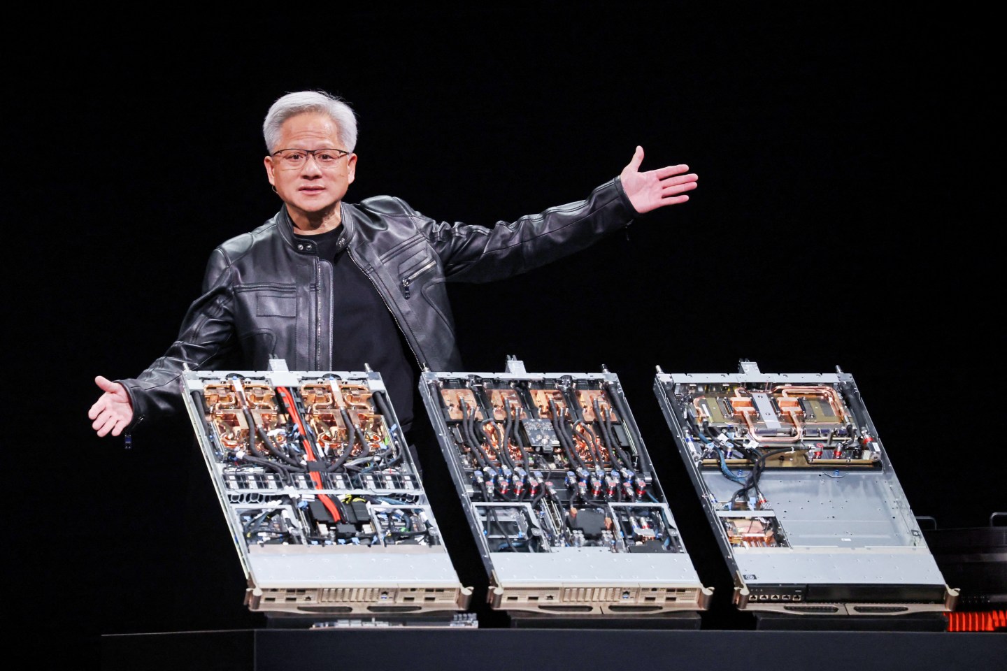 Nvidia co-founder and CEO Jensen Huang delivers the first keynote speech of Computex 2025 in Taipei on May 19, 2025. (Photo: I-Hwa Cheng/AFP/Getty Images)