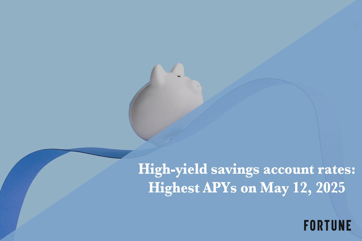 A piggy bank on a blue ribbon.