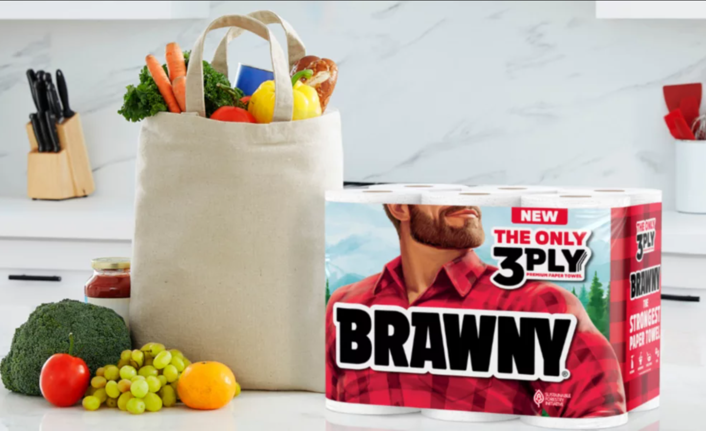 Brawny is escalating the battle among paper towel companies. 