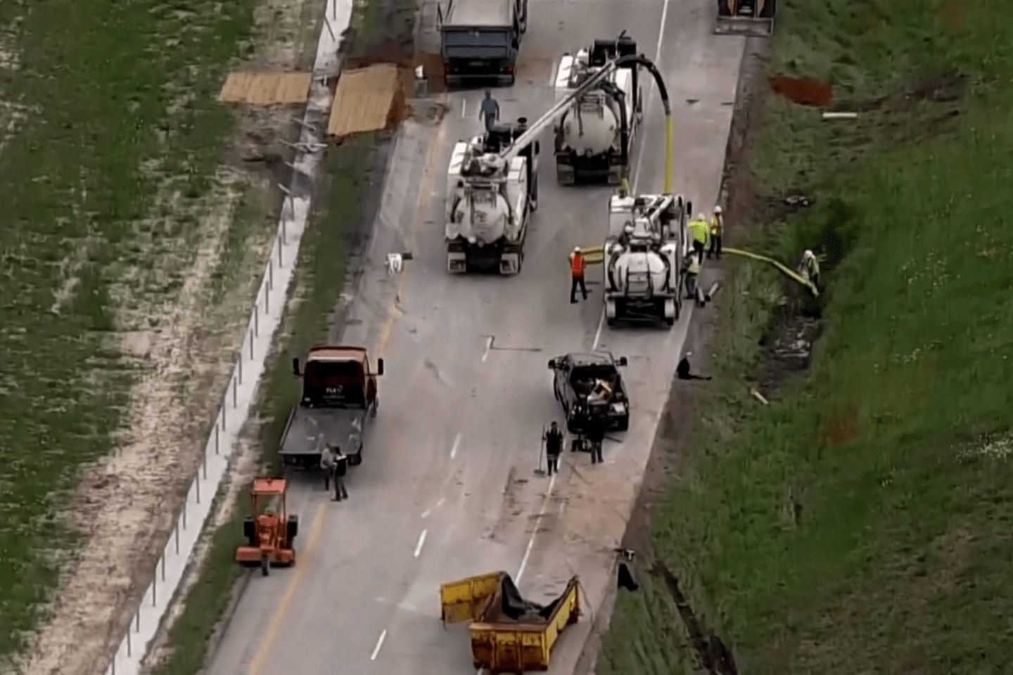 Workers used brooms and vacuums to retrieve $800,000 worth of dimes that spilled onto a Texas highway