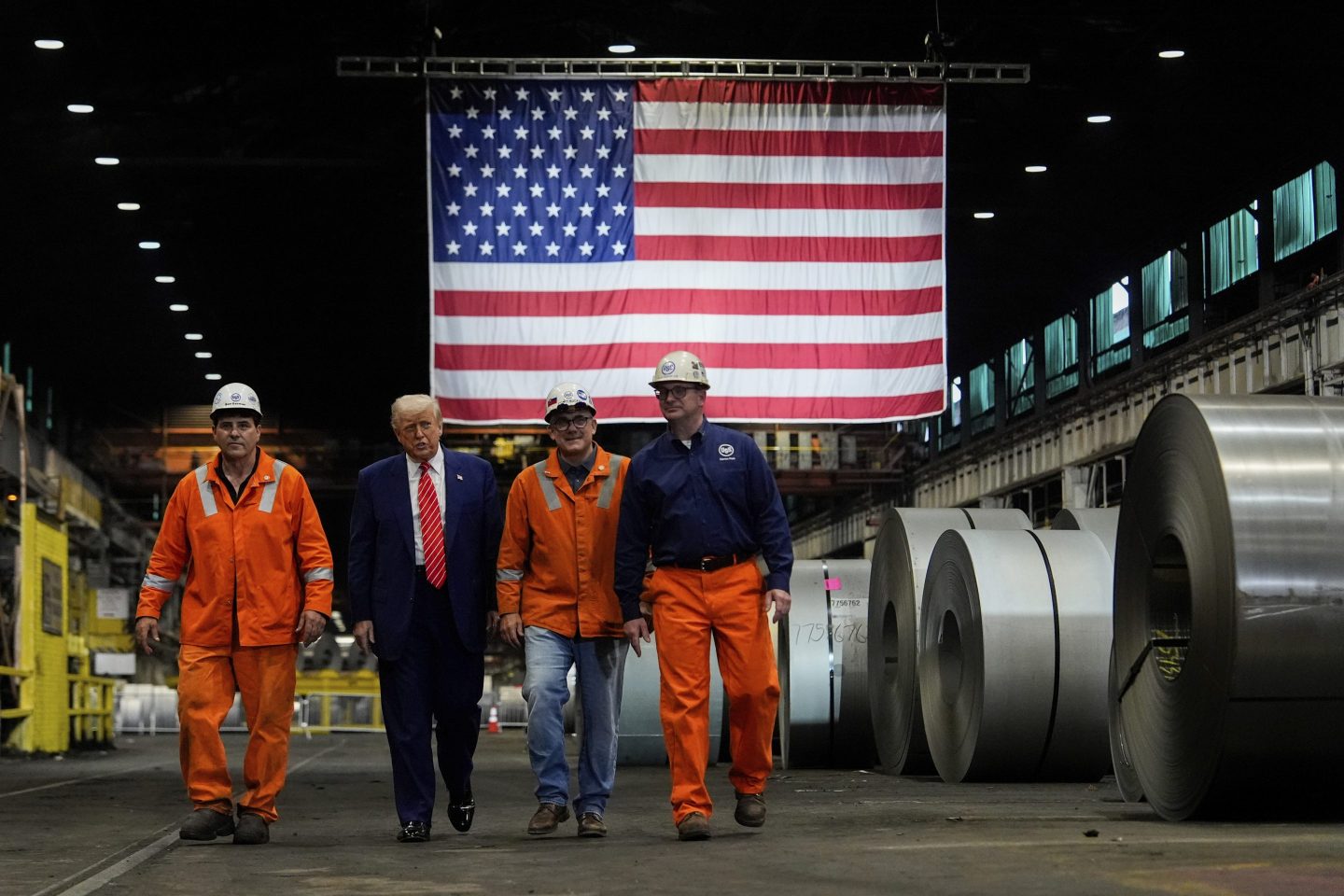 President Donald Trump tours U.S. Steel Corporation's Mon Valley Works-Irvin plant in West Mifflin, Pa., on Friday.