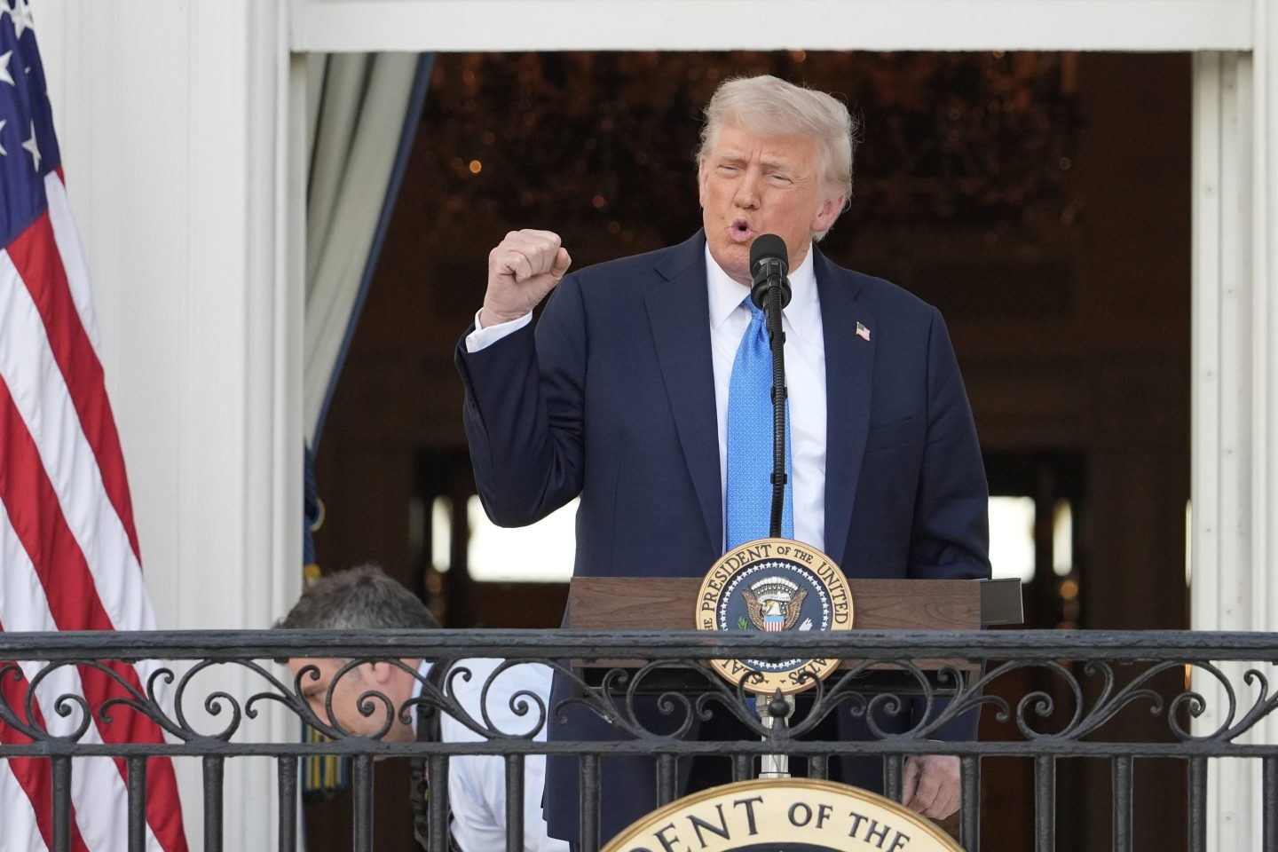 President Donald Trump speaks during a summer soiree on the South Lawn of the White House, Wednesday, June 4, 2025, in Washington.