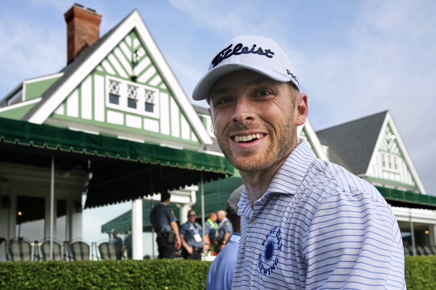 Matt Vogt smiles at the 2025 US Open practice round
