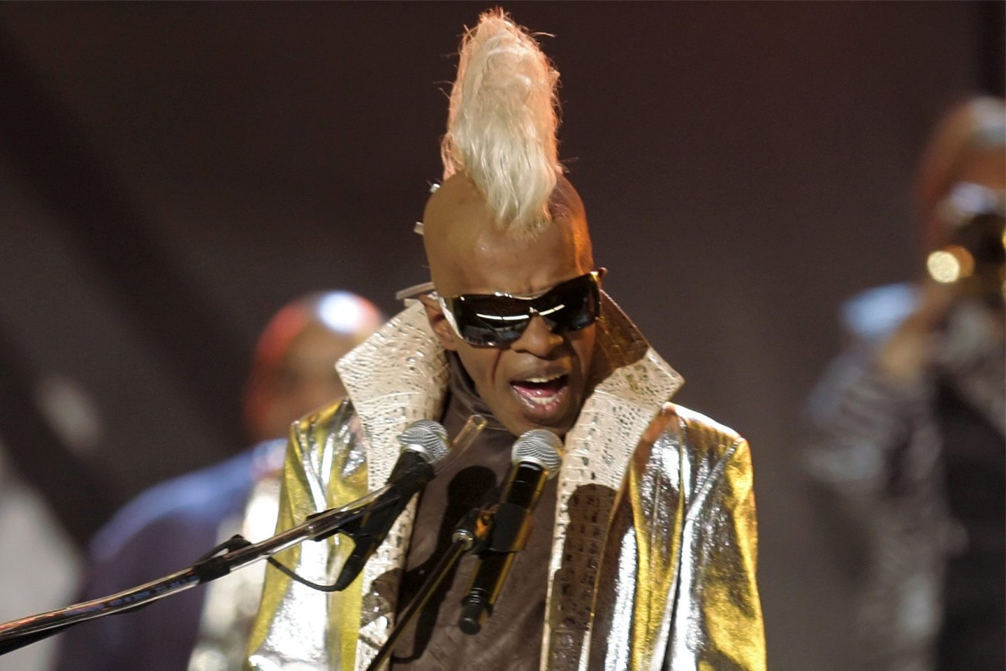 Sly Stone from the group Sly and the Family Stone performs at the 48th Annual Grammy Awards on Feb. 8, 2006, in Los Angeles.